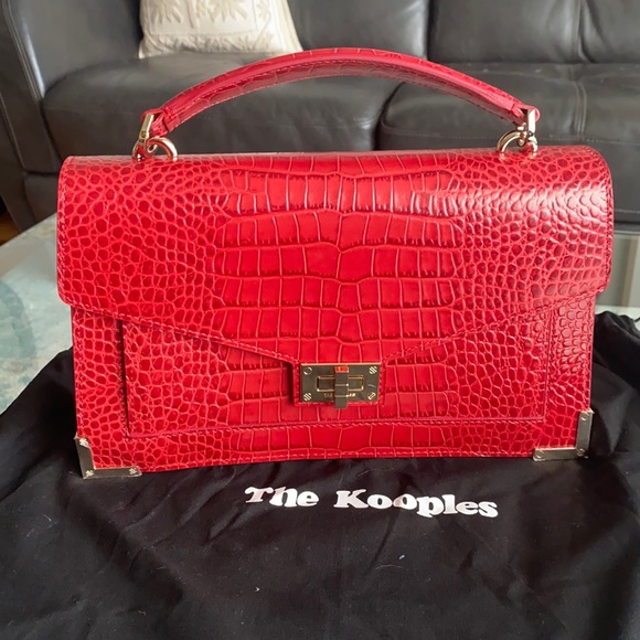 NEW Kooples Red Leather Embossed Emily Bag - Picture 1 of 6